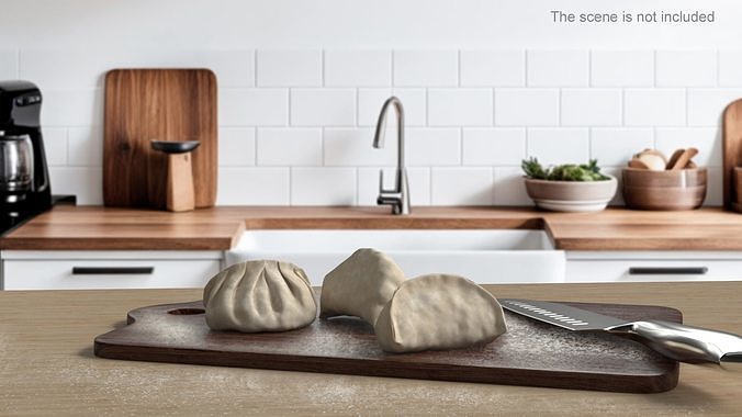 Chinese Dumpling Raw 3D model 2