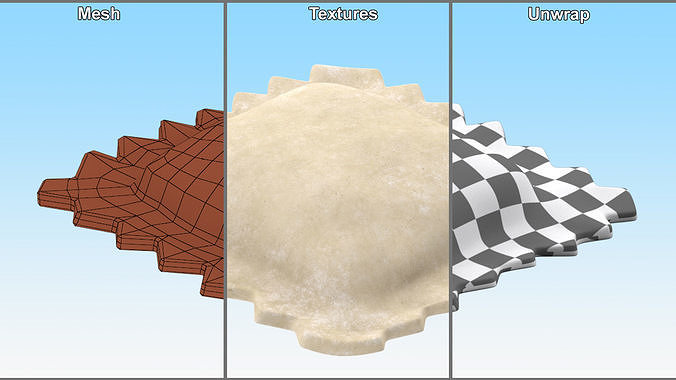 Ravioli Dumpling Raw 3D model 7