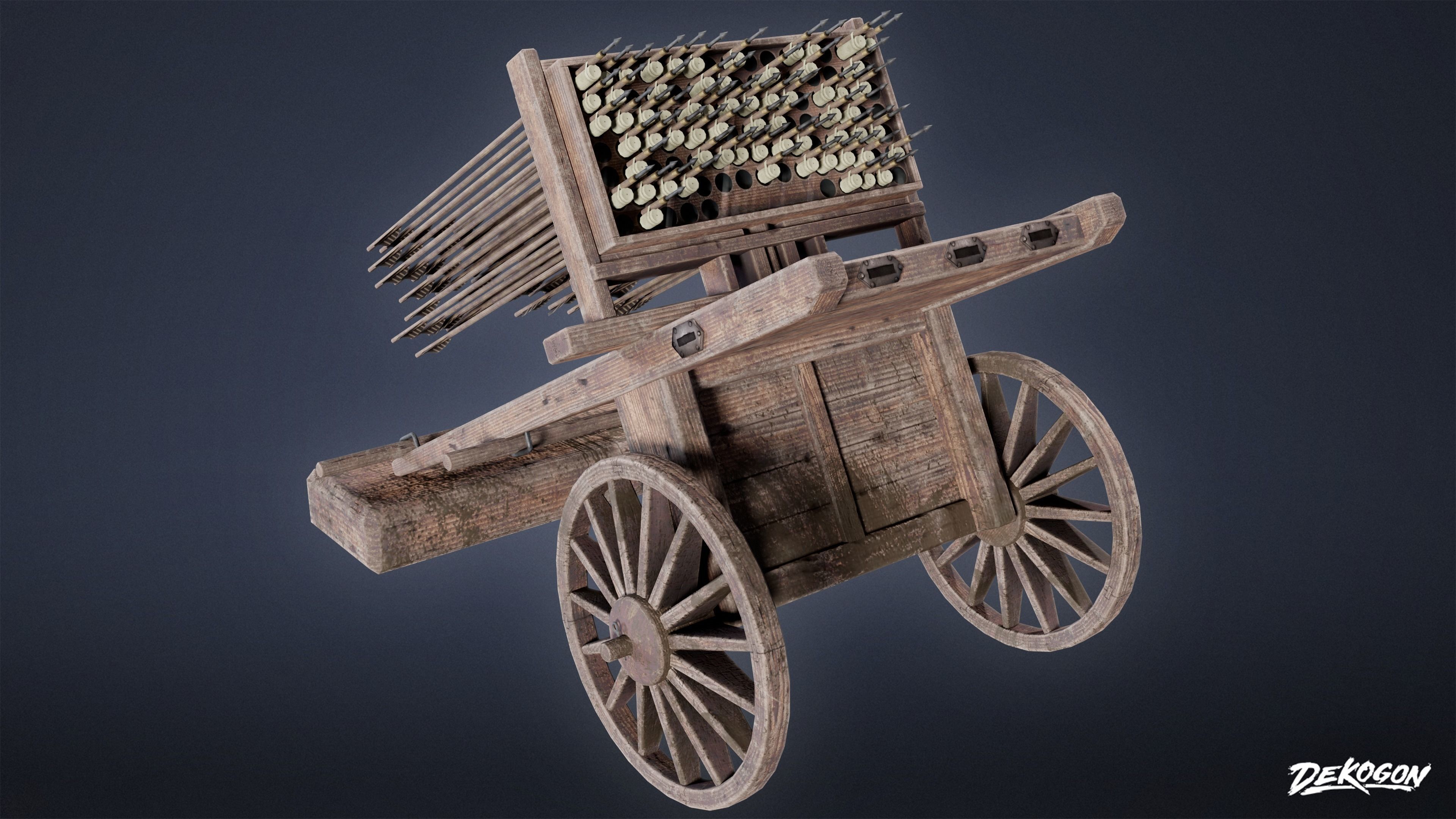 MEDIEVAL - Hwacha 01 - LOW POLY Low-poly 3D model_3