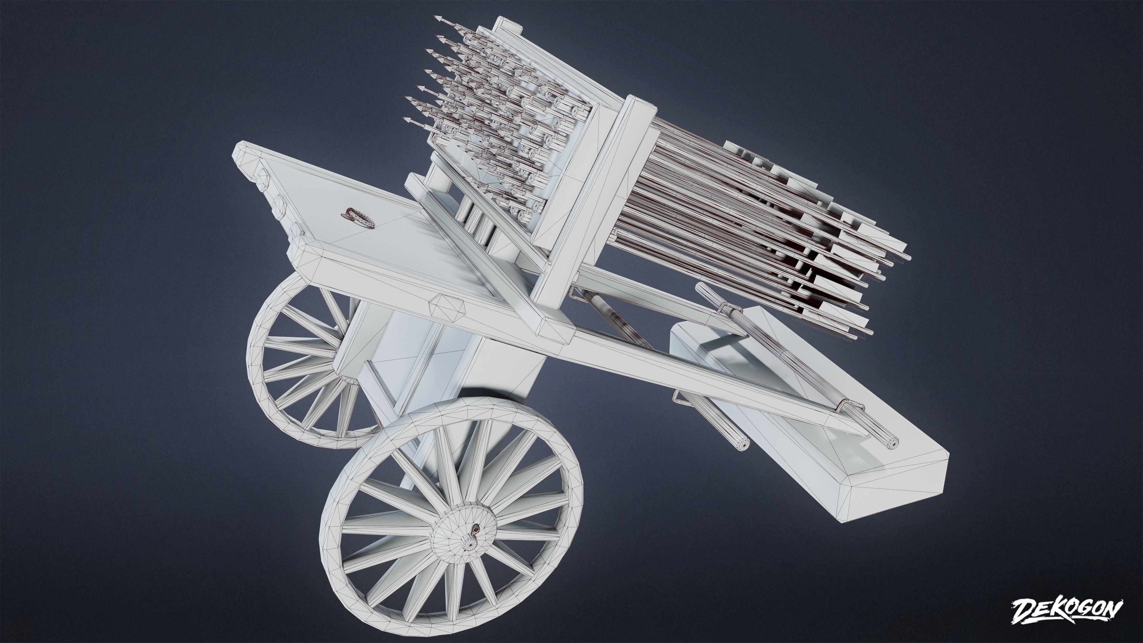 MEDIEVAL - Hwacha 01 - LOW POLY Low-poly 3D model_8