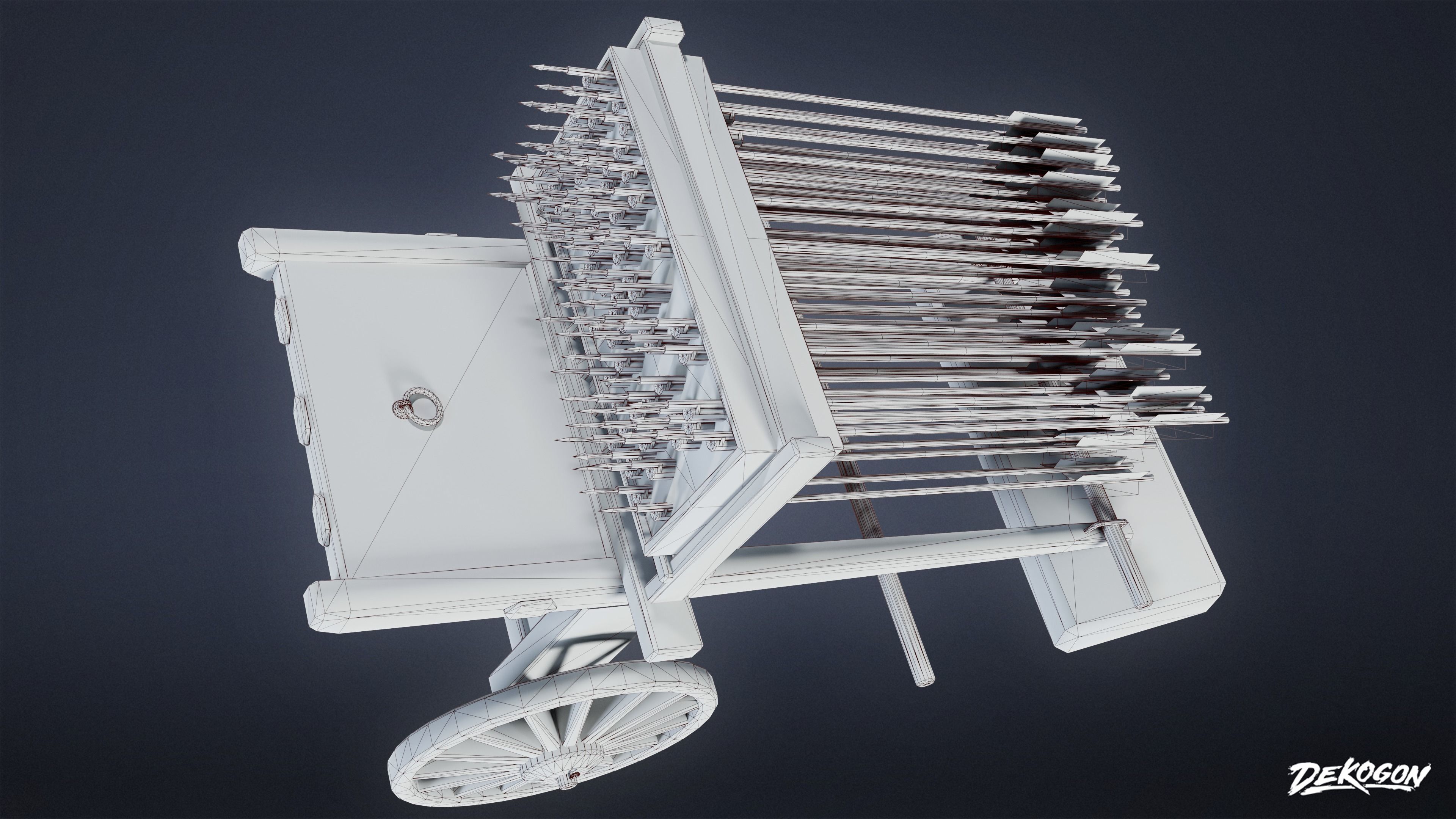 MEDIEVAL - Hwacha 01 - LOW POLY Low-poly 3D model_9