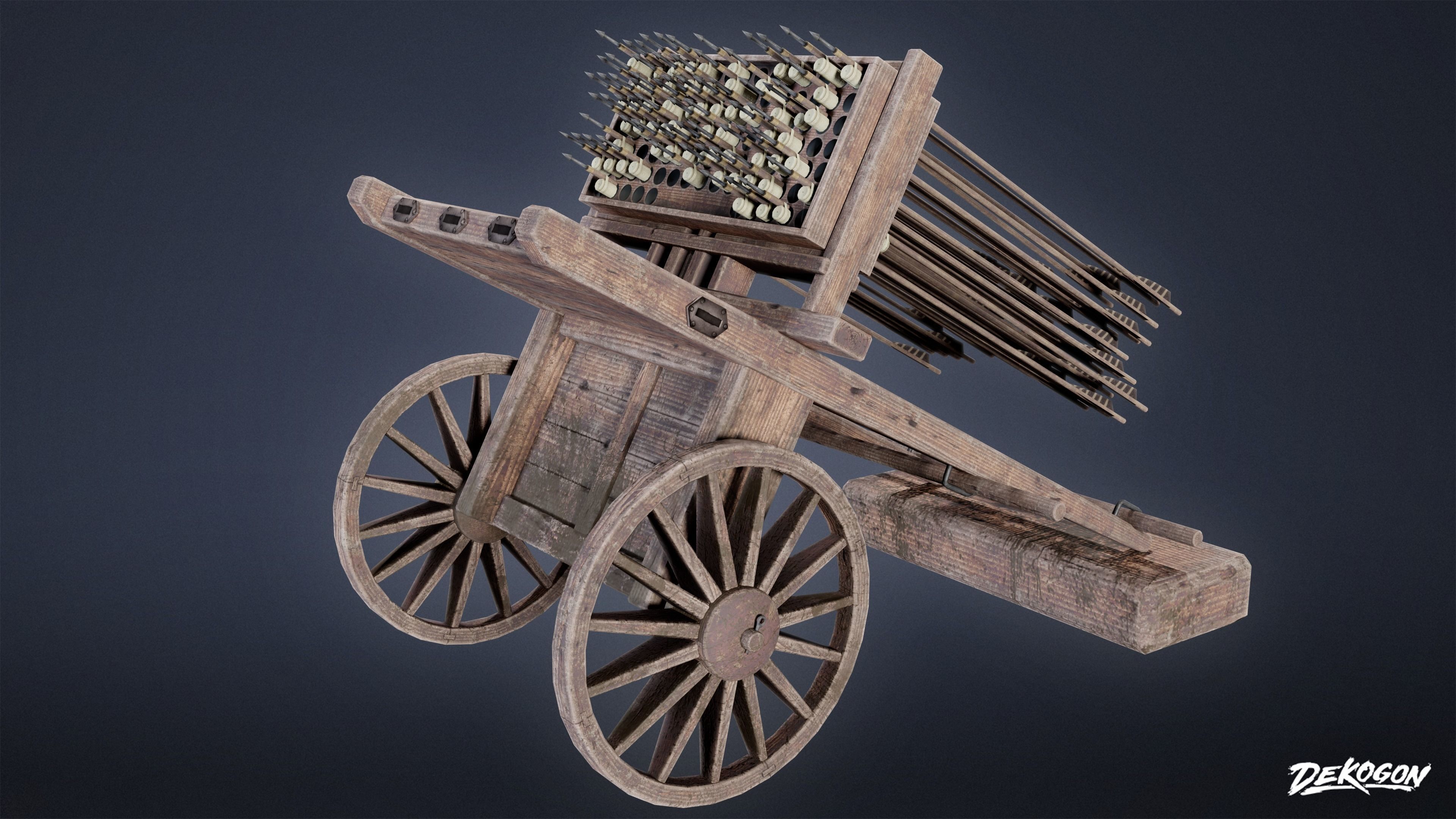 MEDIEVAL - Hwacha 01 - LOW POLY Low-poly 3D model_4