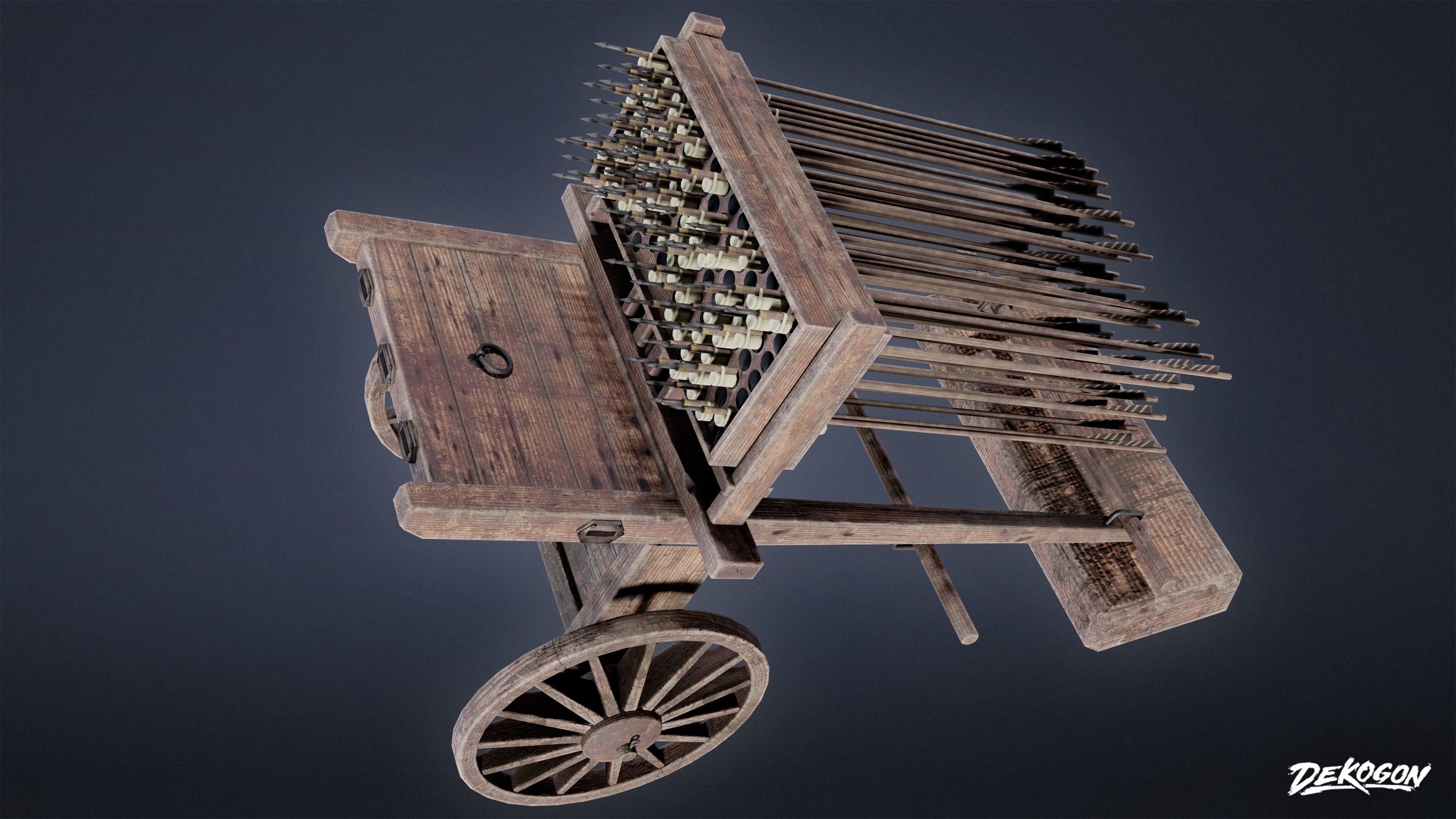 MEDIEVAL - Hwacha 01 - LOW POLY Low-poly 3D model_5