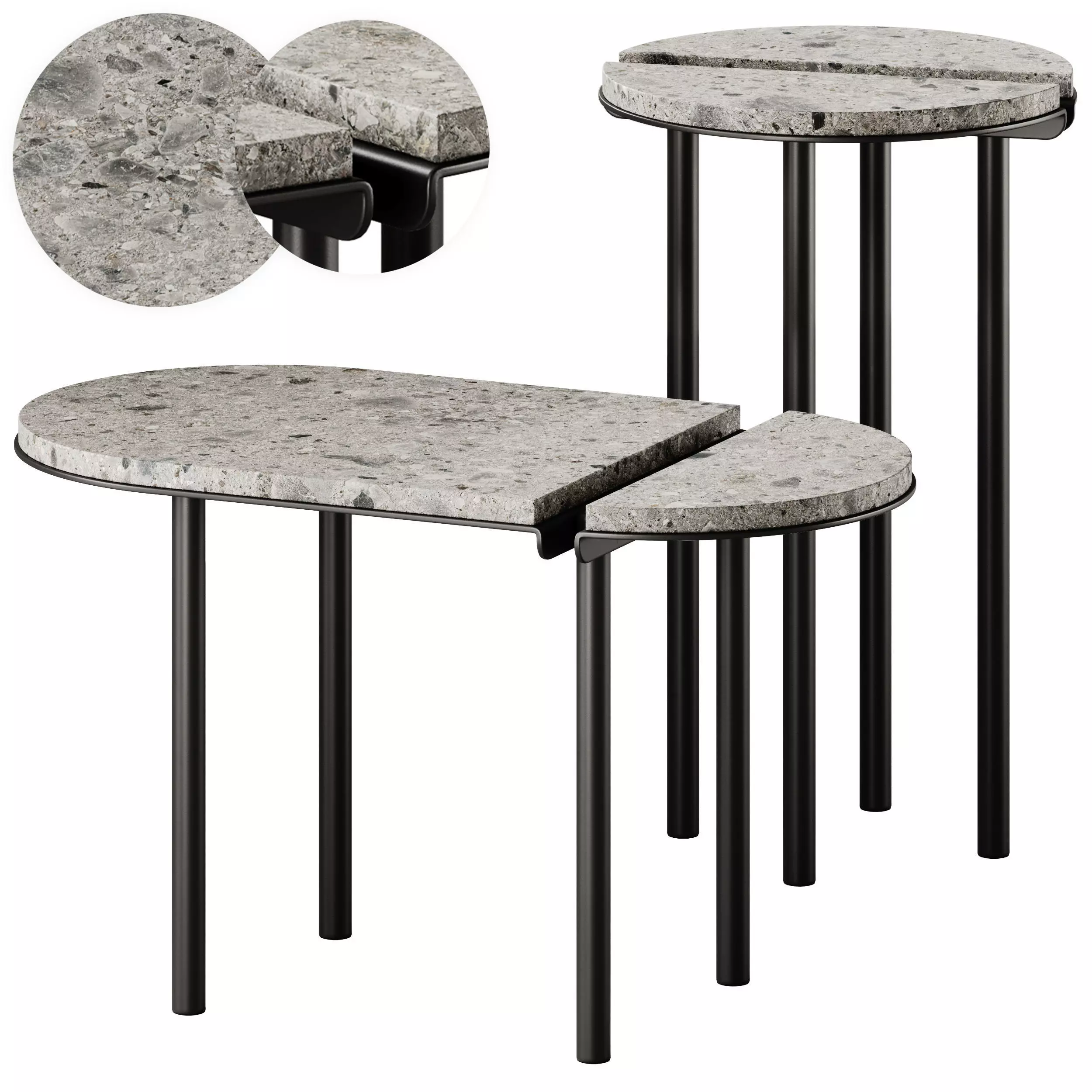 Adrenalina Orit Oval Stone Coffee Table 3D model_0