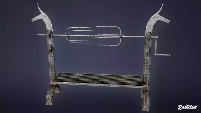 MEDIEVAL - Iron Spit 01 - LOW POLY Low-poly 3D model