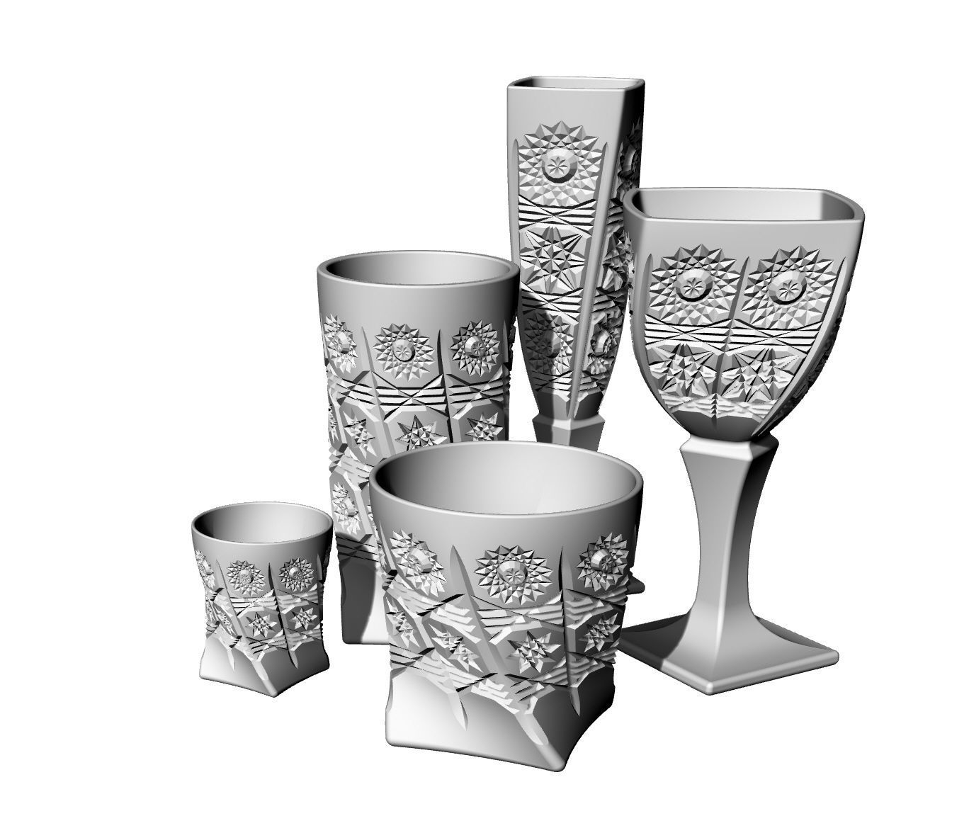 decorative glassware set  3D print model_11