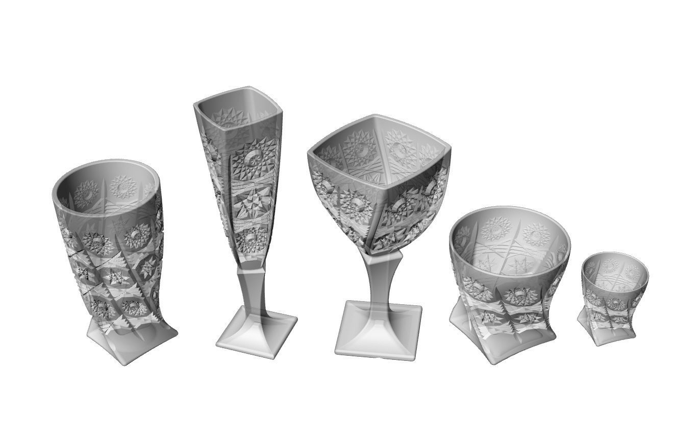 decorative glassware set  3D print model_6