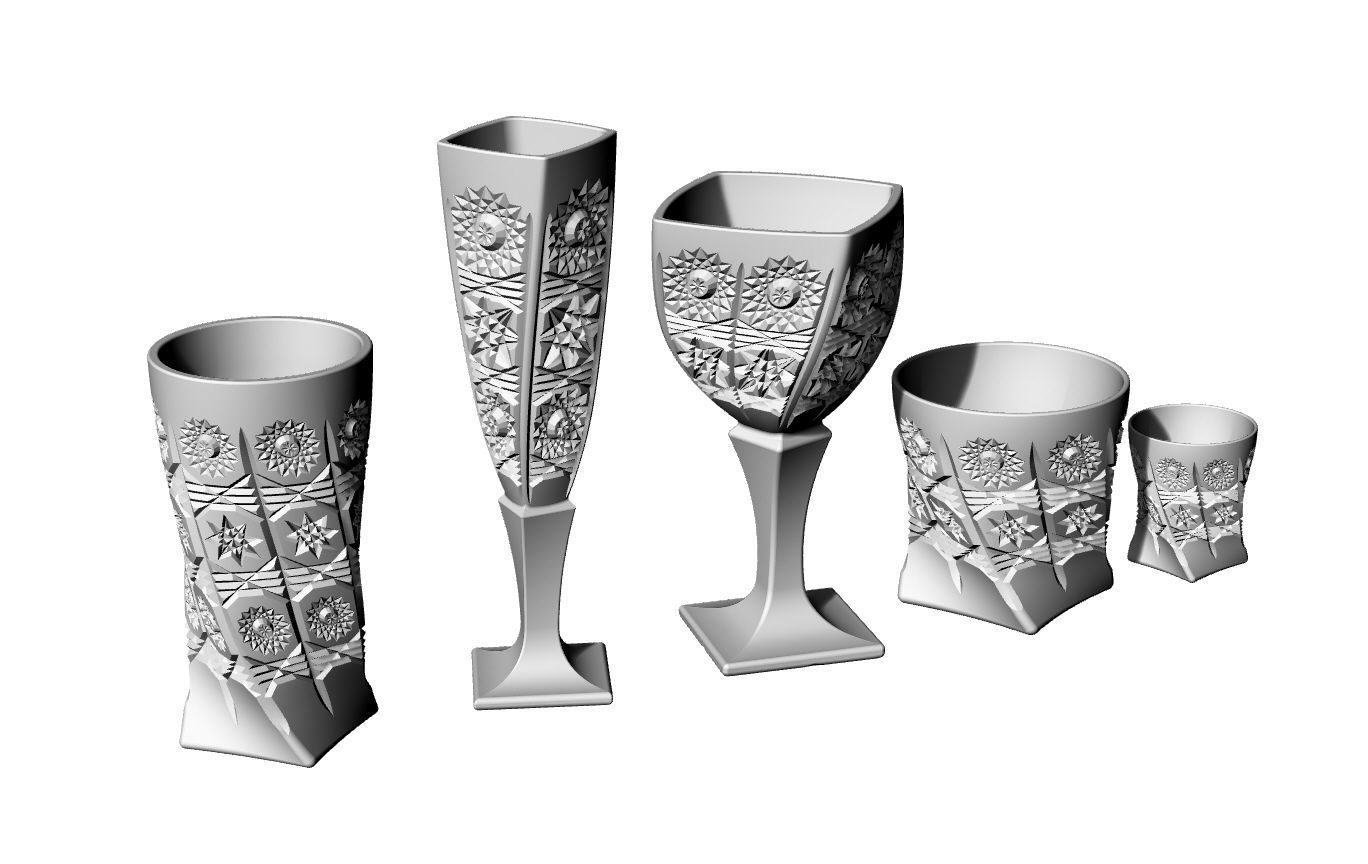 decorative glassware set  3D print model_4