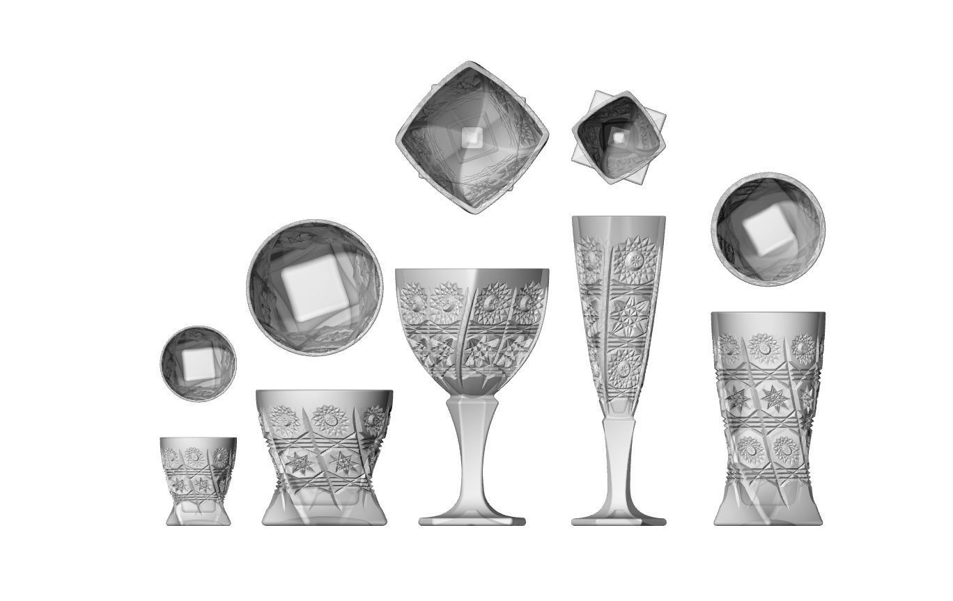 decorative glassware set  3D print model_7