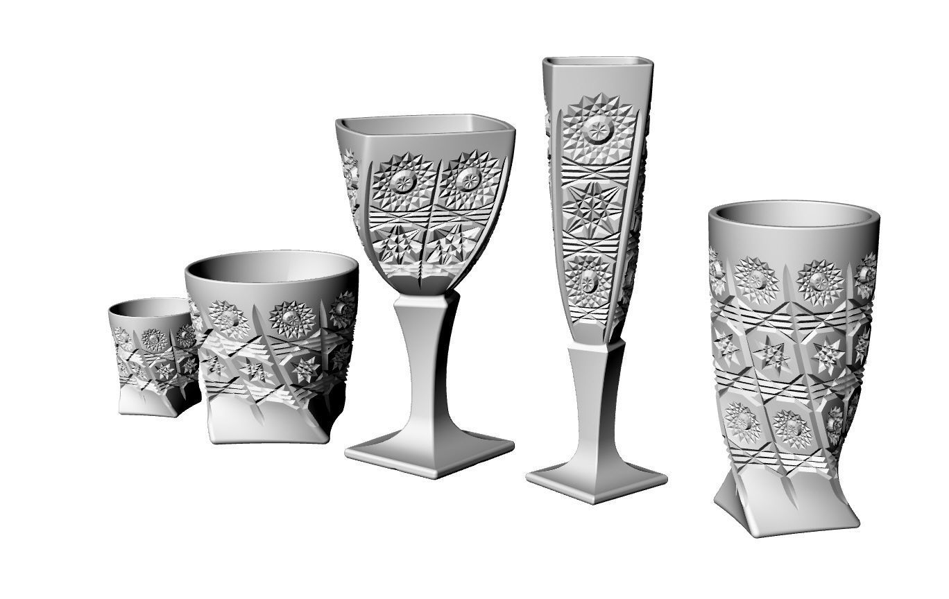 decorative glassware set  3D print model_5