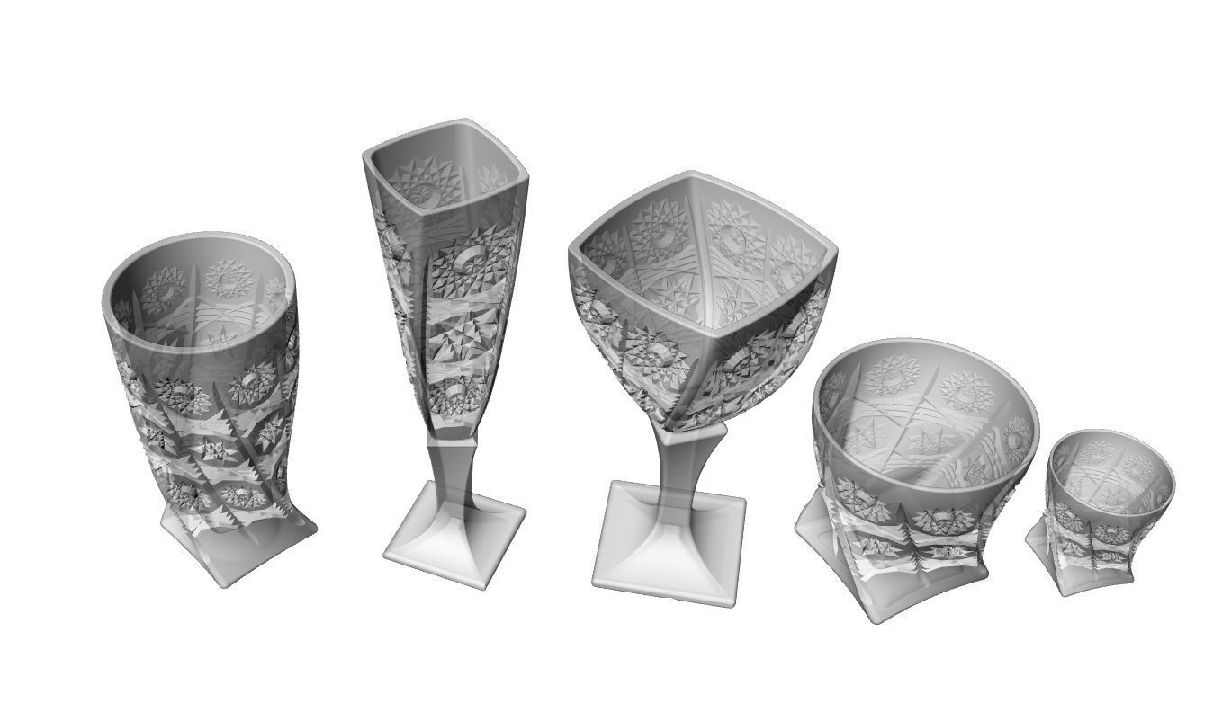 decorative glassware set  3D print model_8