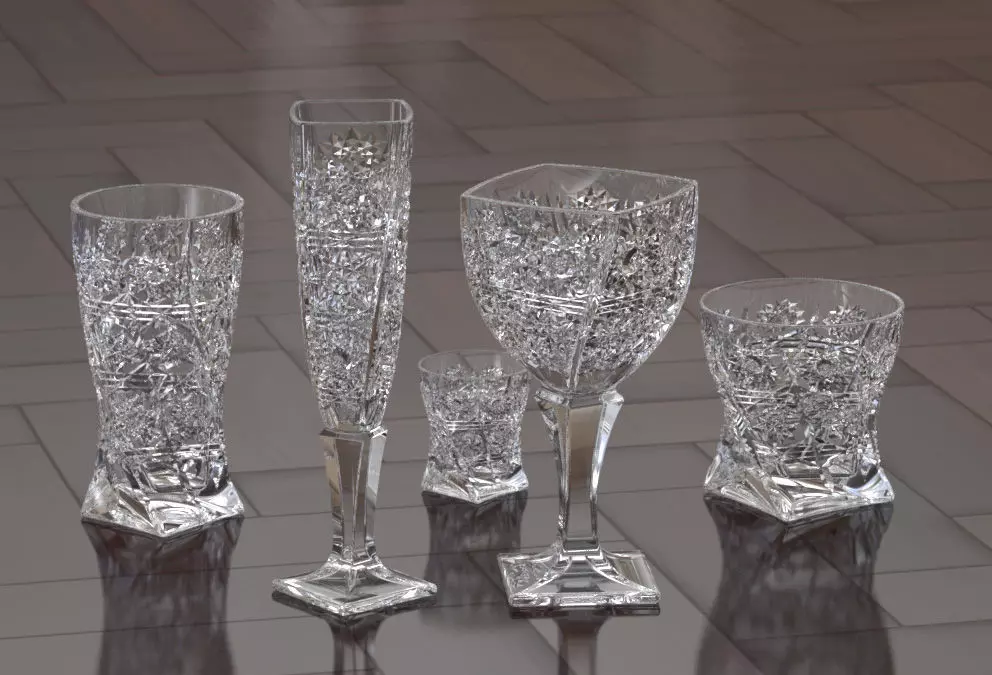 decorative glassware set  3D print model_0