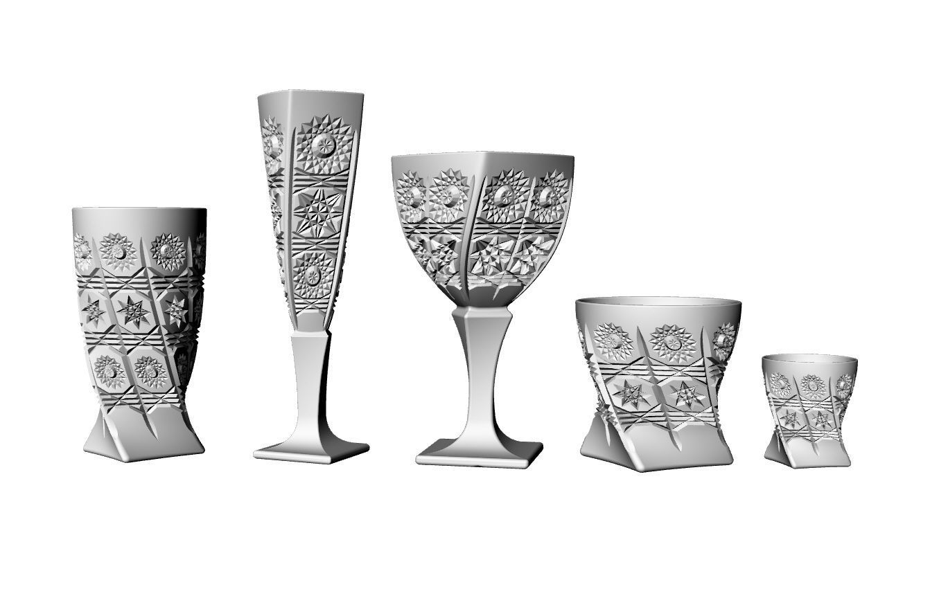 decorative glassware set  3D print model_2