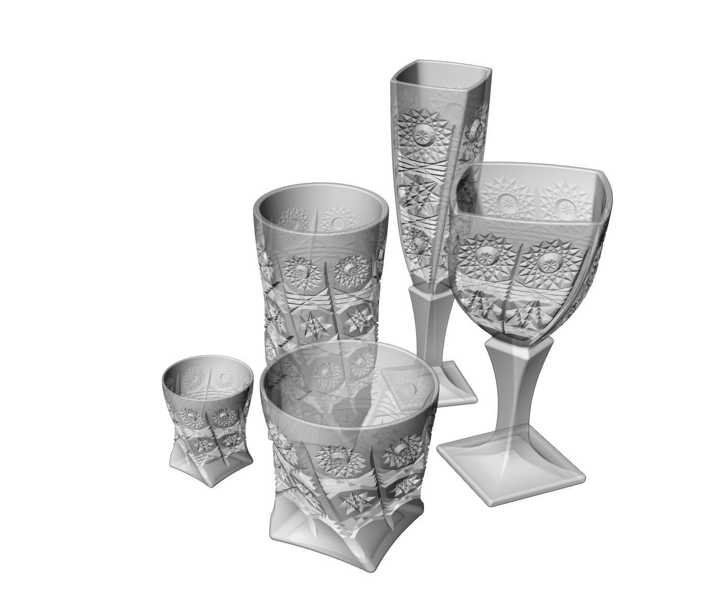decorative glassware set  3D print model_3