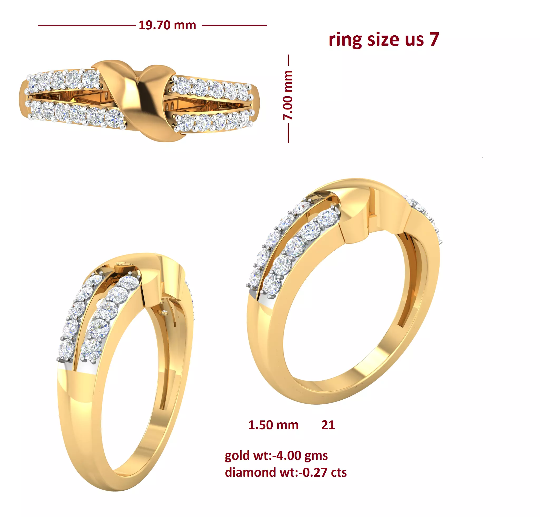 Diamond Ring for Women 3D print model