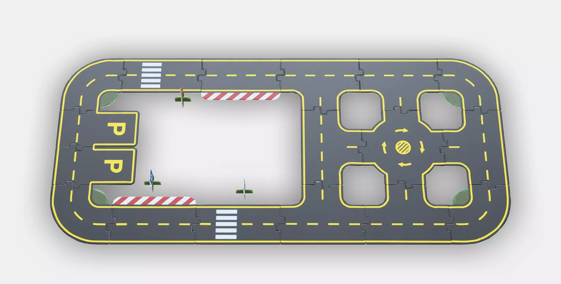 RAVUNGE 23-piece car track set Low-poly 3D model_0