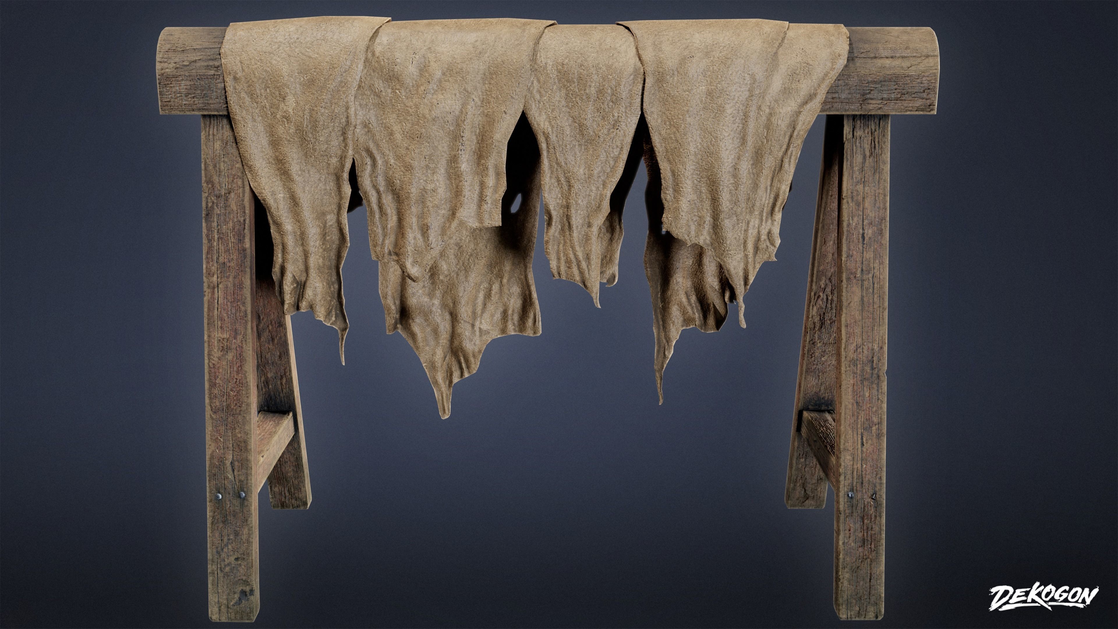 MEDIEVAL - Leather Working Post 01 - LOW POLY Low-poly 3D model_1