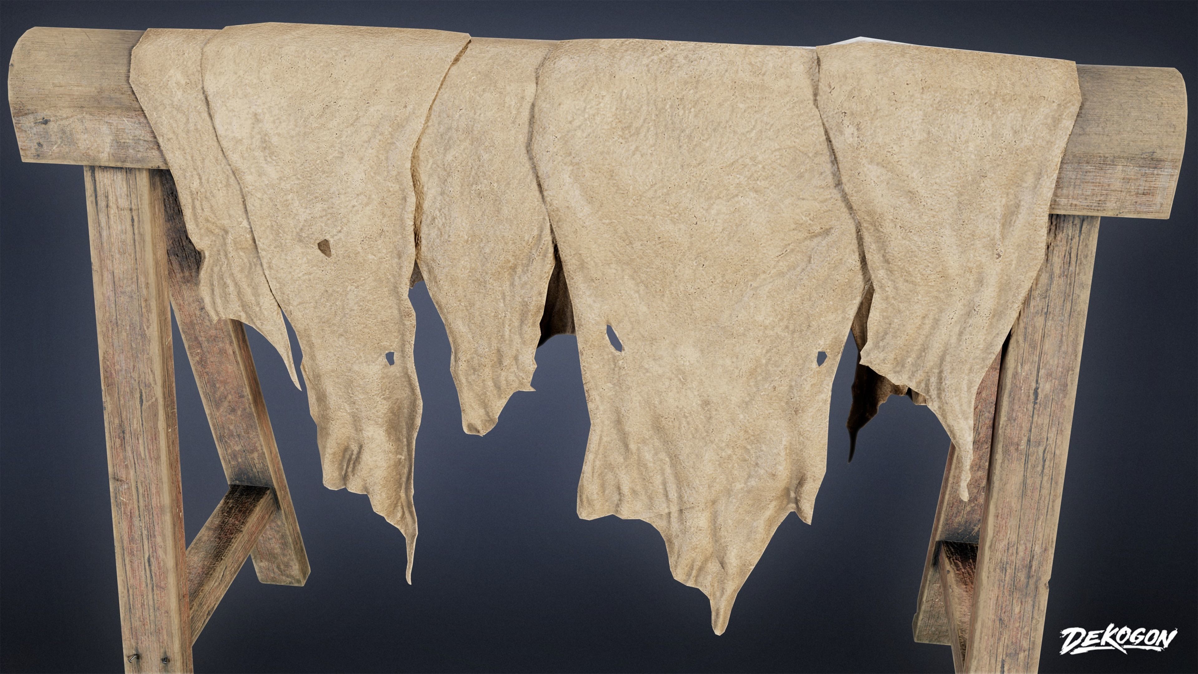 MEDIEVAL - Leather Working Post 01 - LOW POLY Low-poly 3D model_6