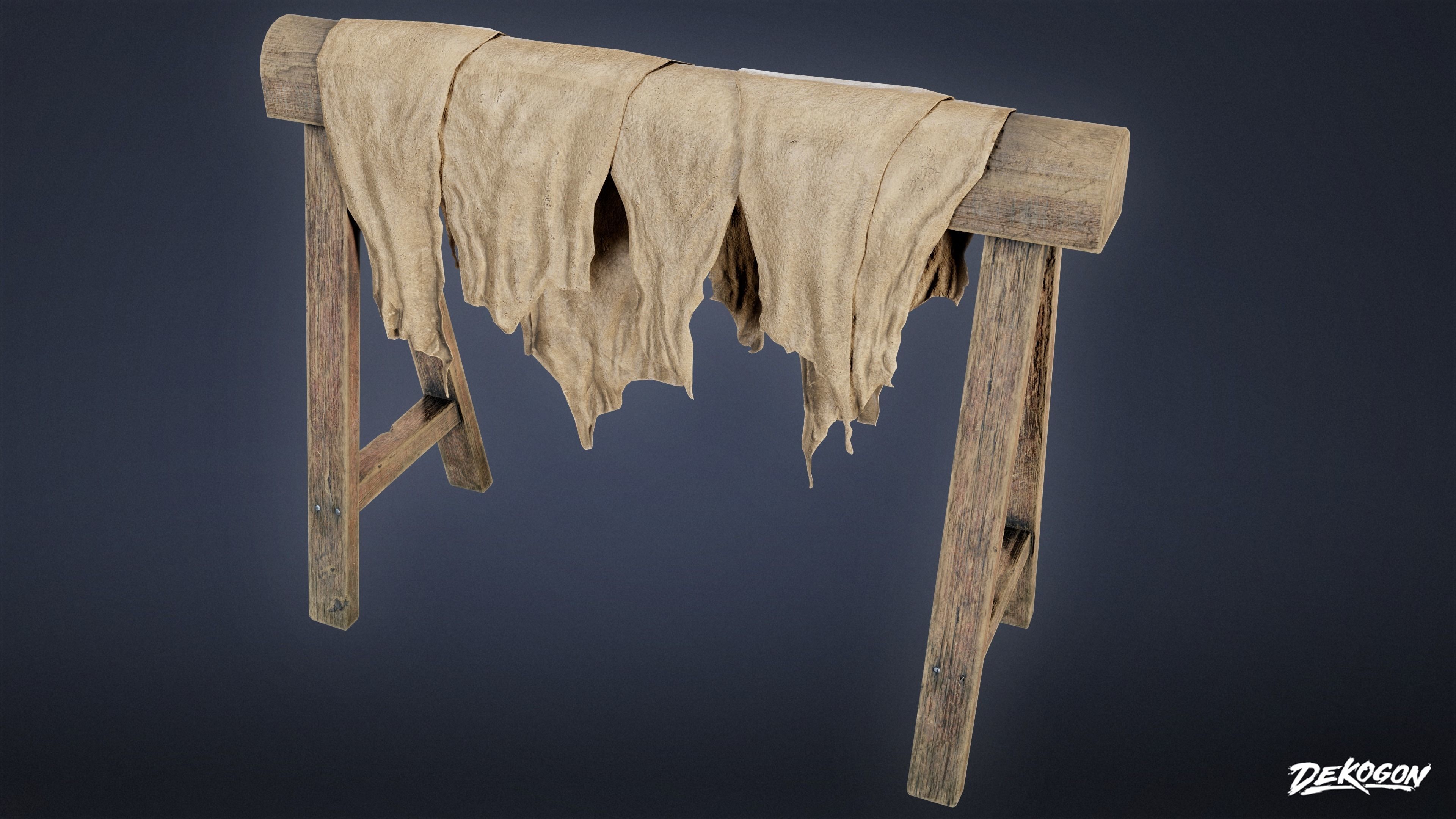 MEDIEVAL - Leather Working Post 01 - LOW POLY Low-poly 3D model_3