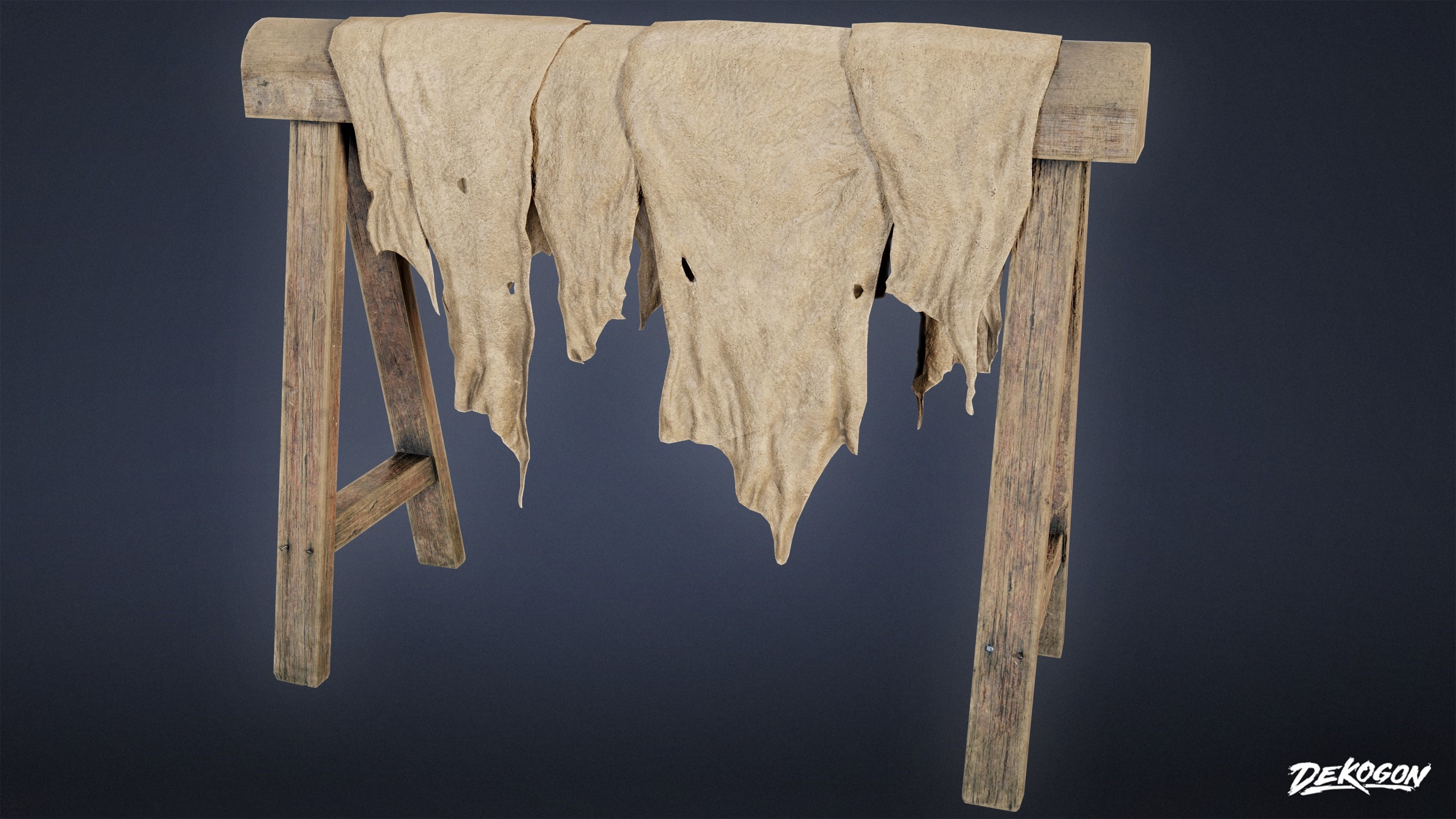 MEDIEVAL - Leather Working Post 01 - LOW POLY Low-poly 3D model_5