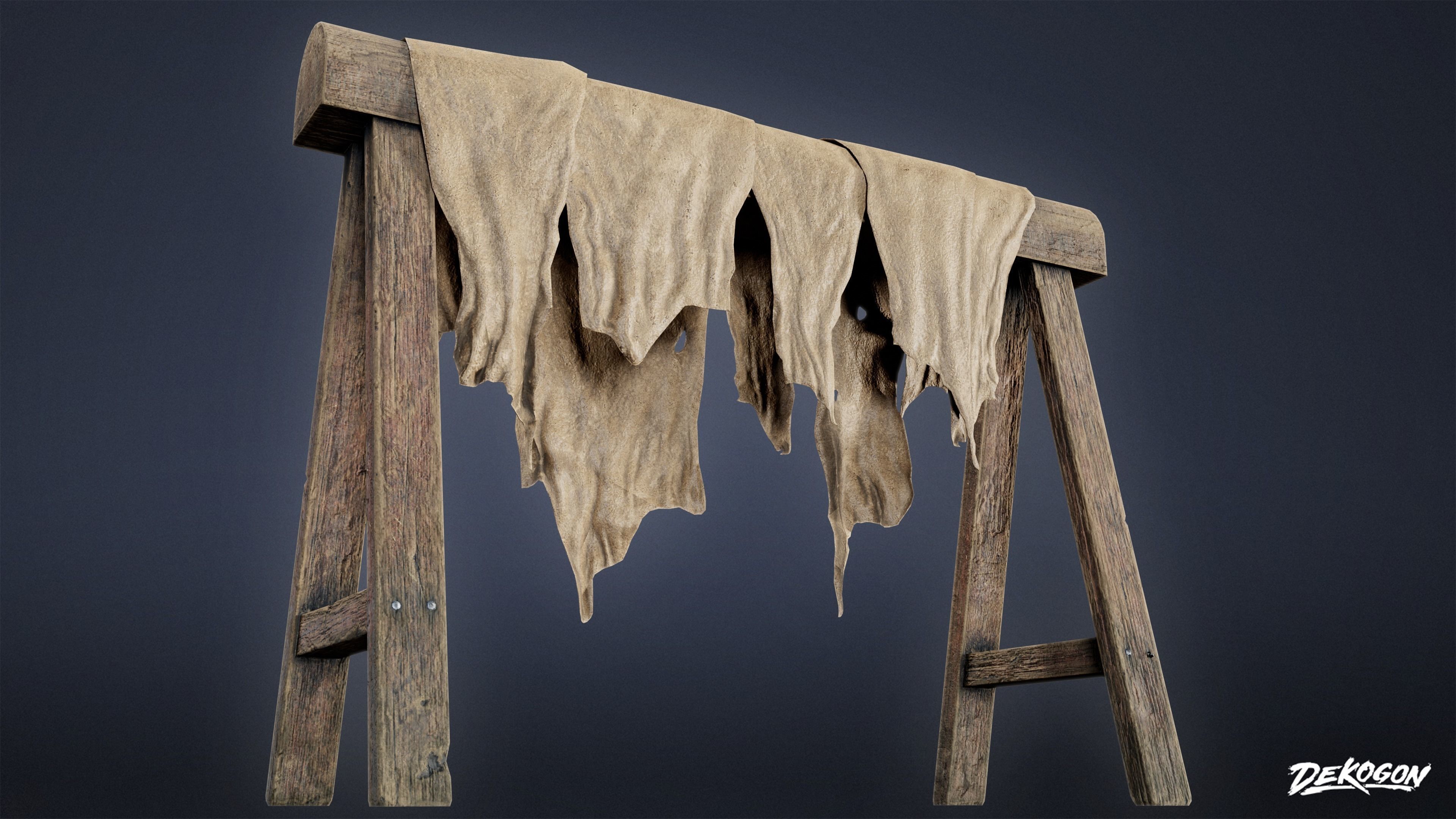 MEDIEVAL - Leather Working Post 01 - LOW POLY Low-poly 3D model_4