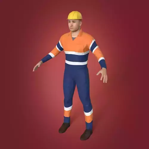 Construction Worker -- with IK and FK Rig Low-poly 3D model