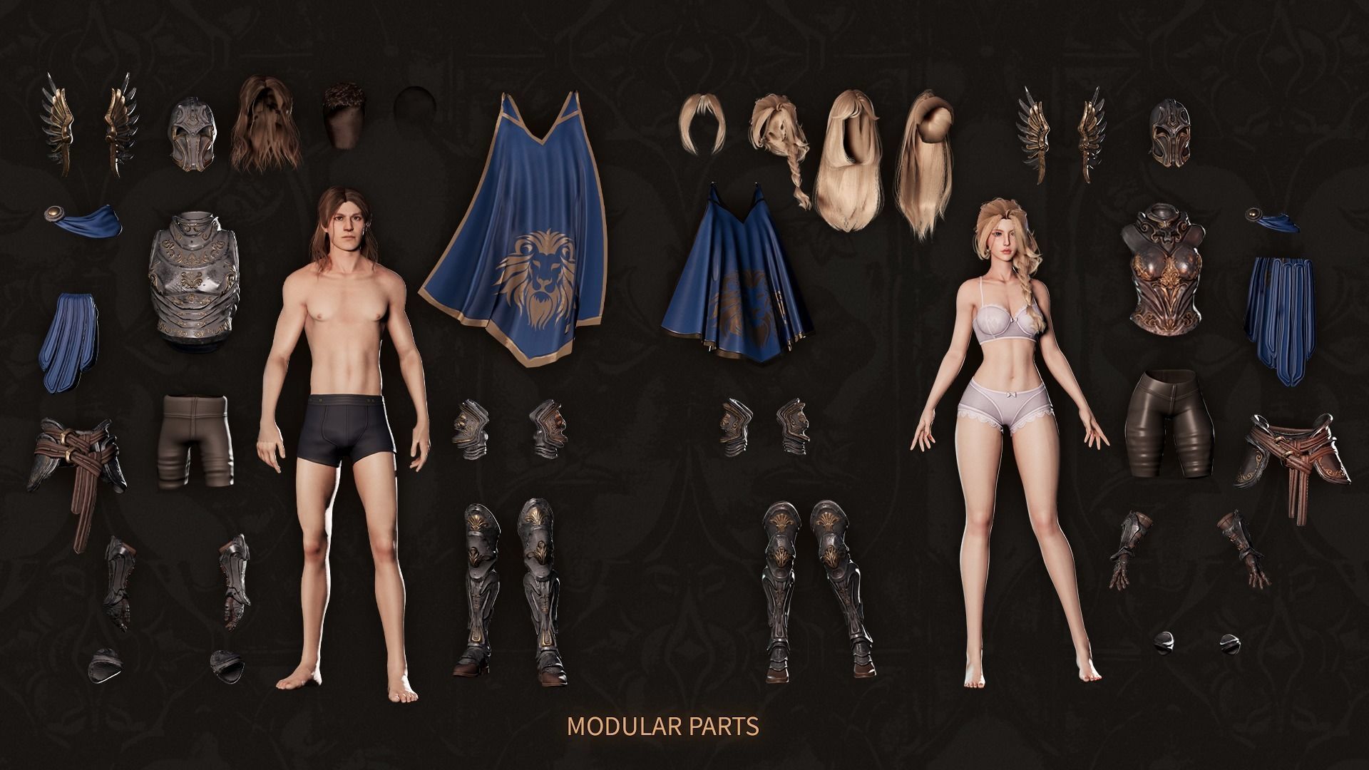 MMORPG Characters - Medieval Fantasy Modular Bundle 3D Model Collection_11
