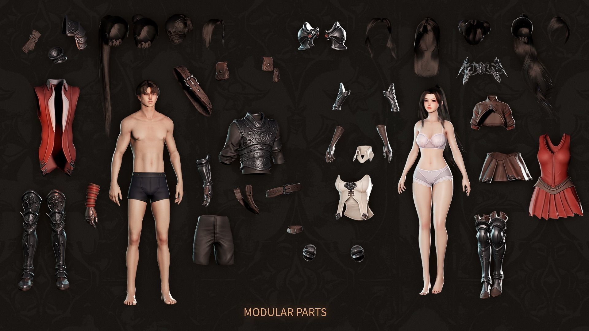MMORPG Characters - Medieval Fantasy Modular Bundle 3D Model Collection_13