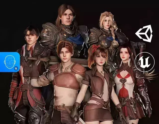 MMORPG Characters - Medieval Fantasy Modular Bundle 3D Model Collection