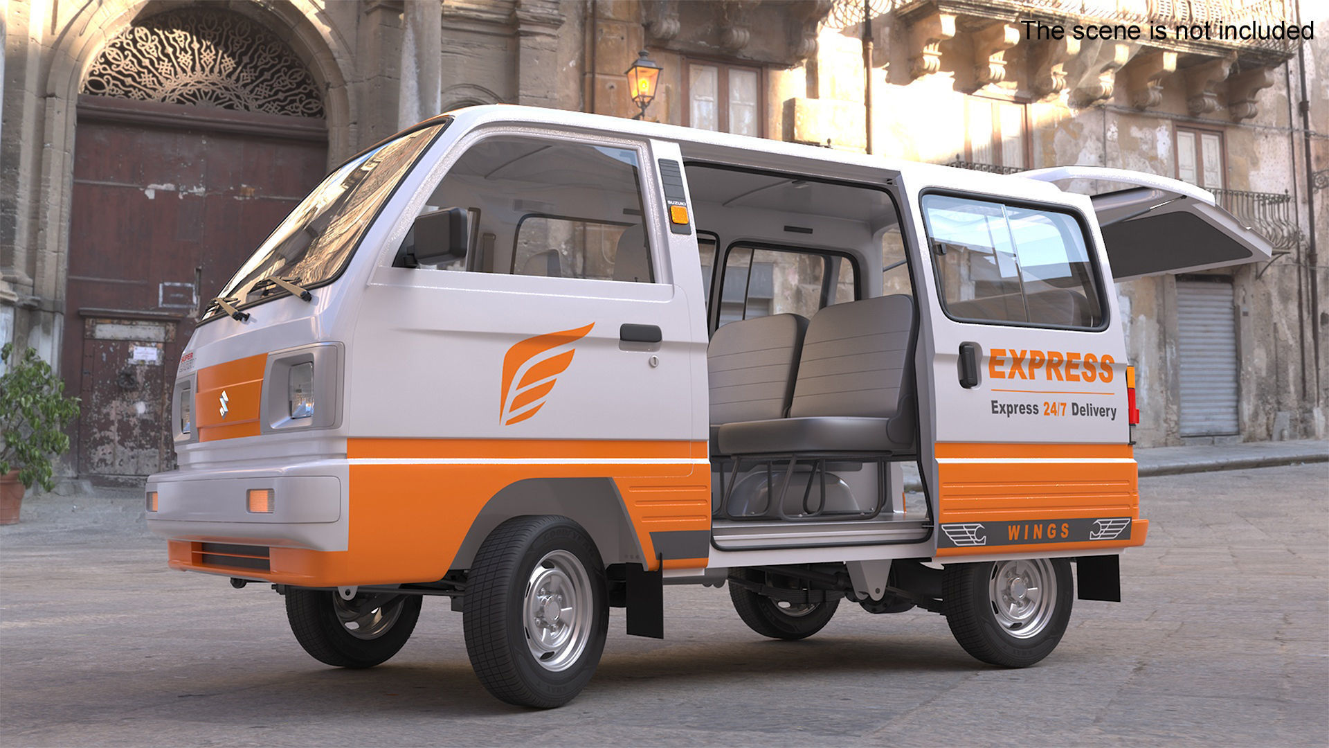Suzuki Passenger Delivery Van Rigged 3D model