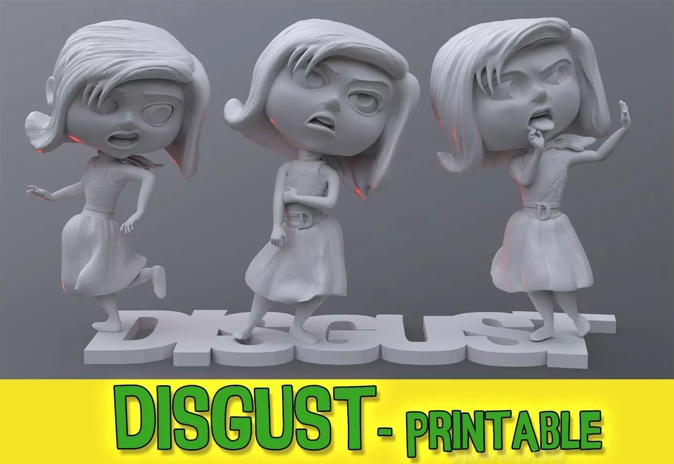 Disgust from Inside Out Renderable 3D print model_0