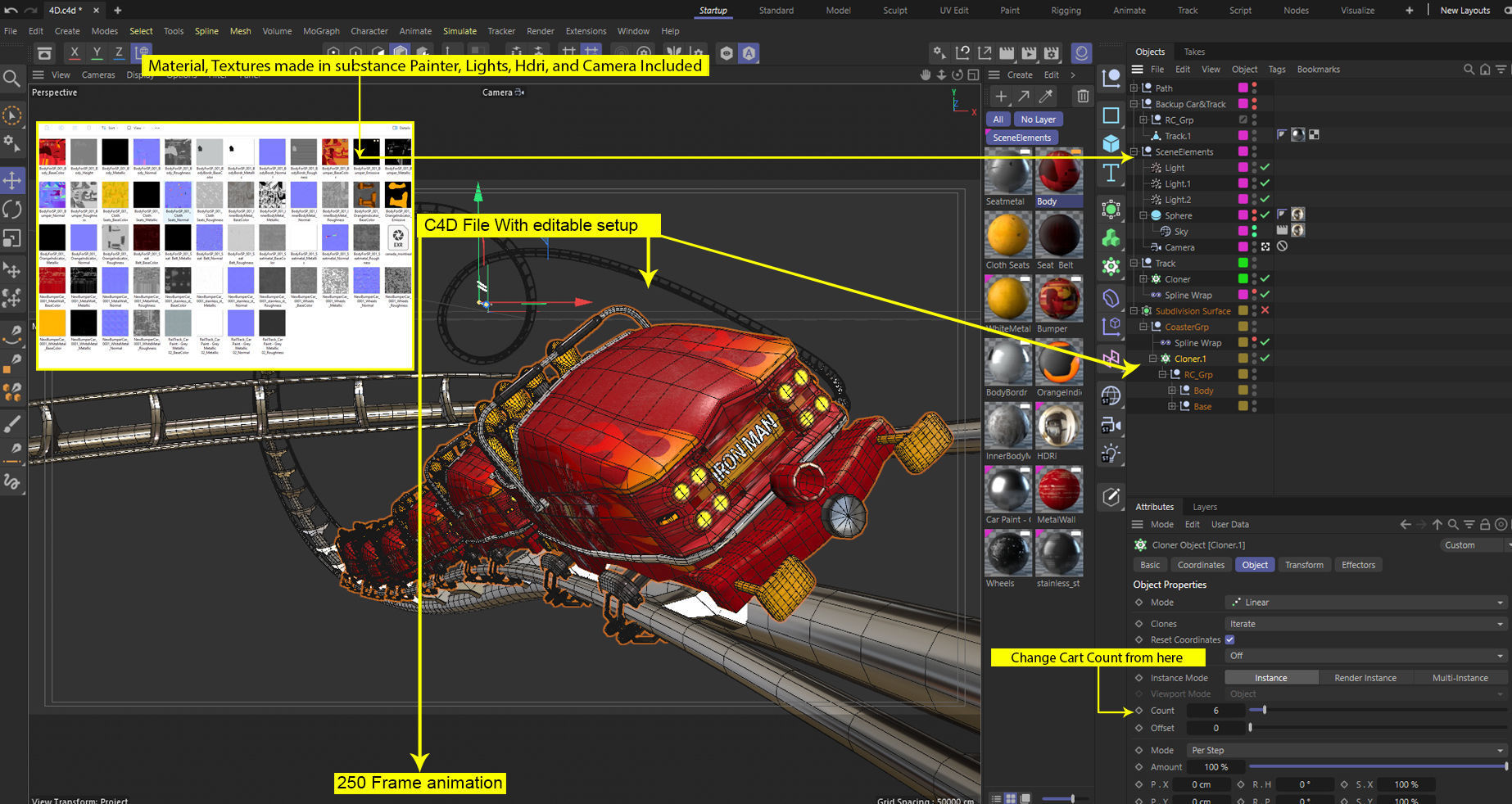 Roller Coaster Train Animated  3D model_3