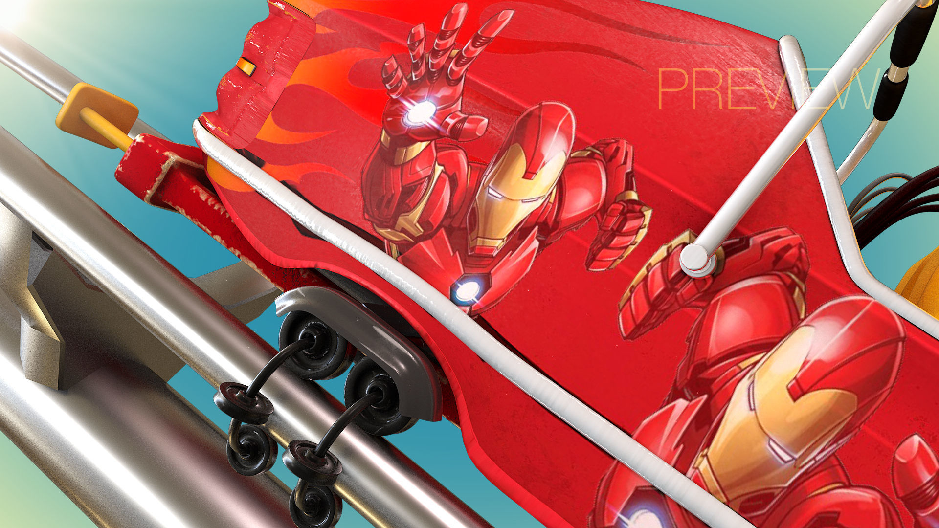 Roller Coaster Train Animated  3D model_12