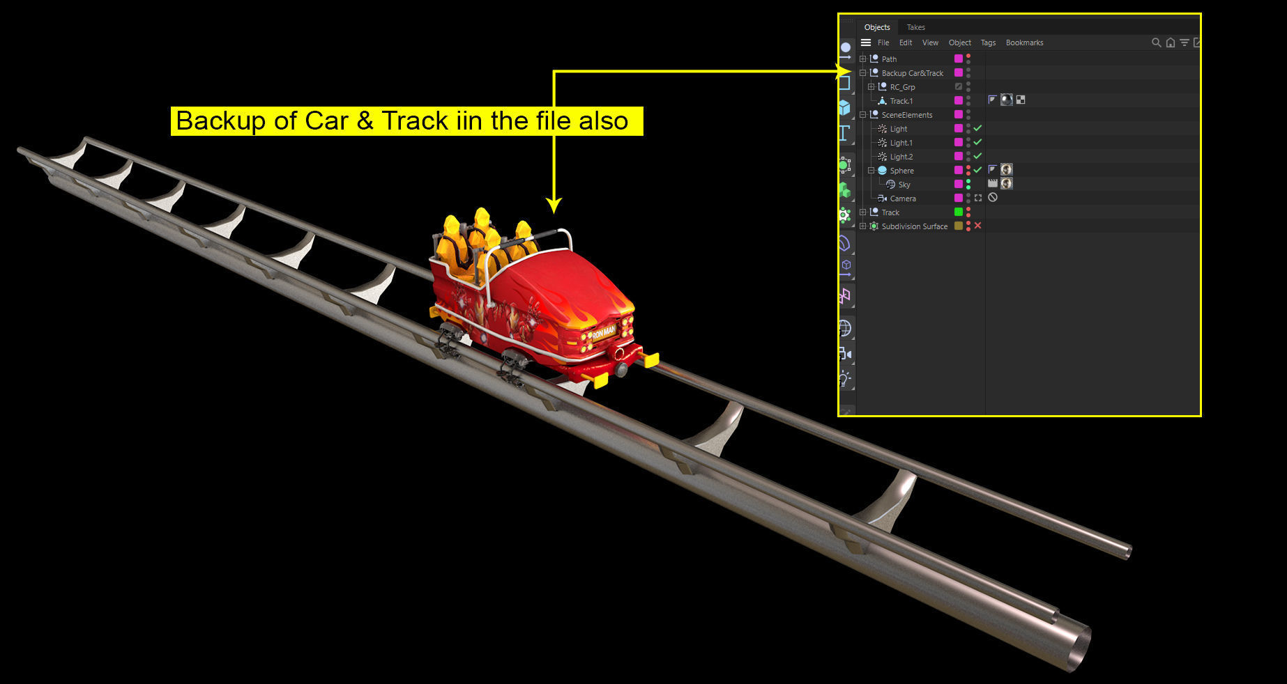 Roller Coaster Train Animated  3D model_8