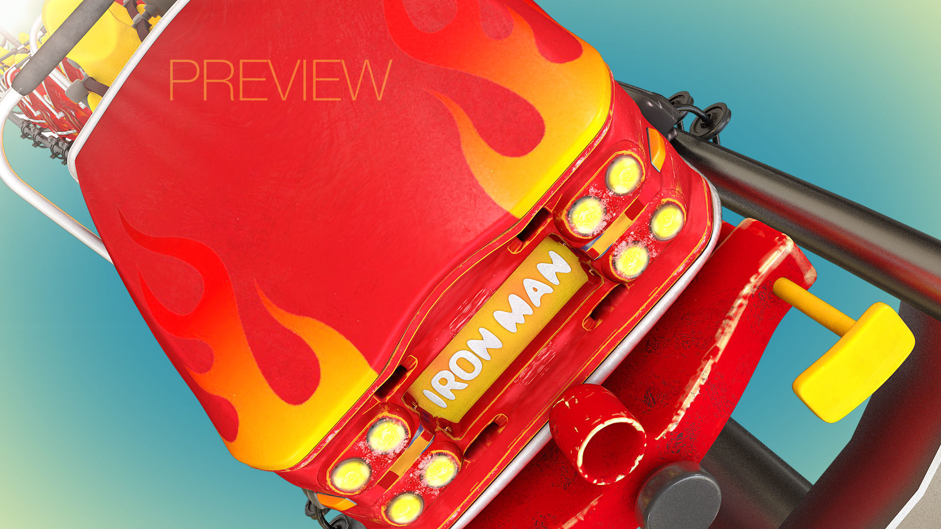 Roller Coaster Train Animated  3D model_11