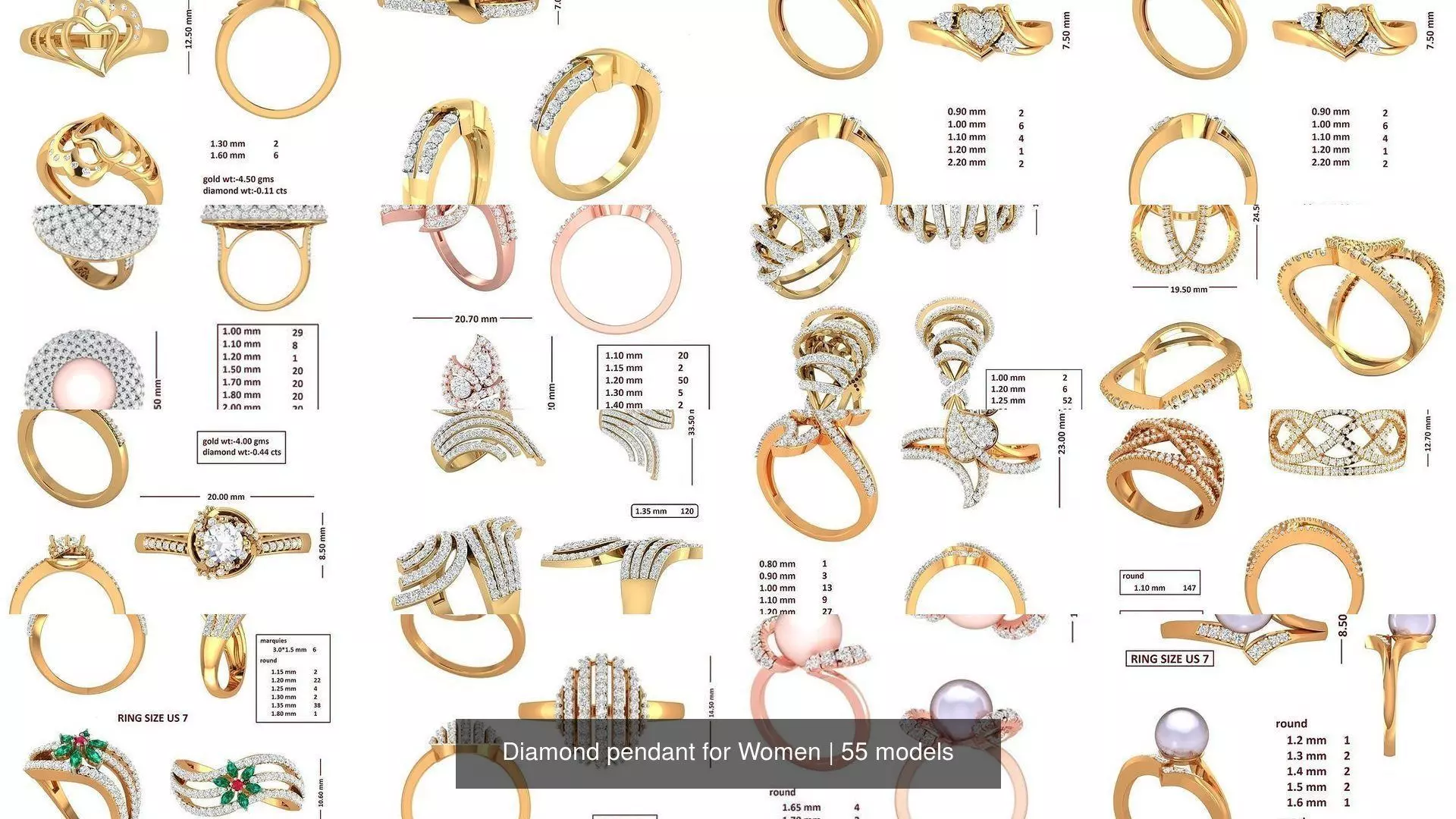 Diamond pendant for Women 3D Model Pack