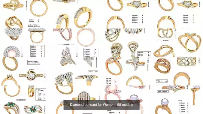 Diamond pendant for Women 3D Model Collection