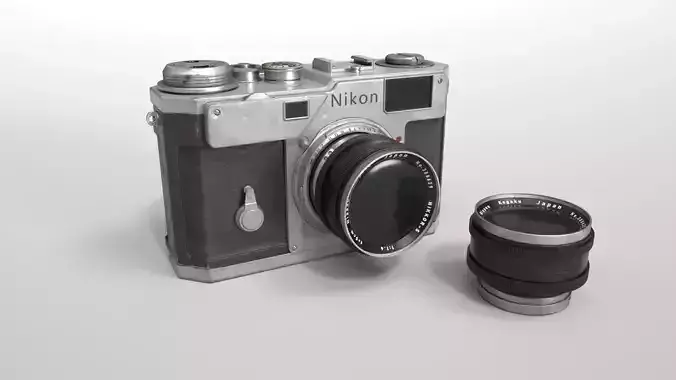 Nikon S3 Rangefinder Camera Low-poly 3D model