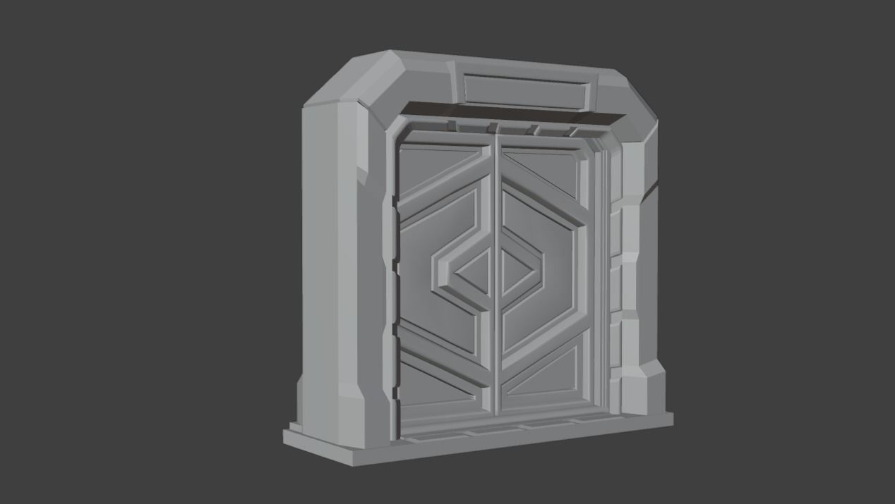 Sci-fi door Low-poly 3D model_2