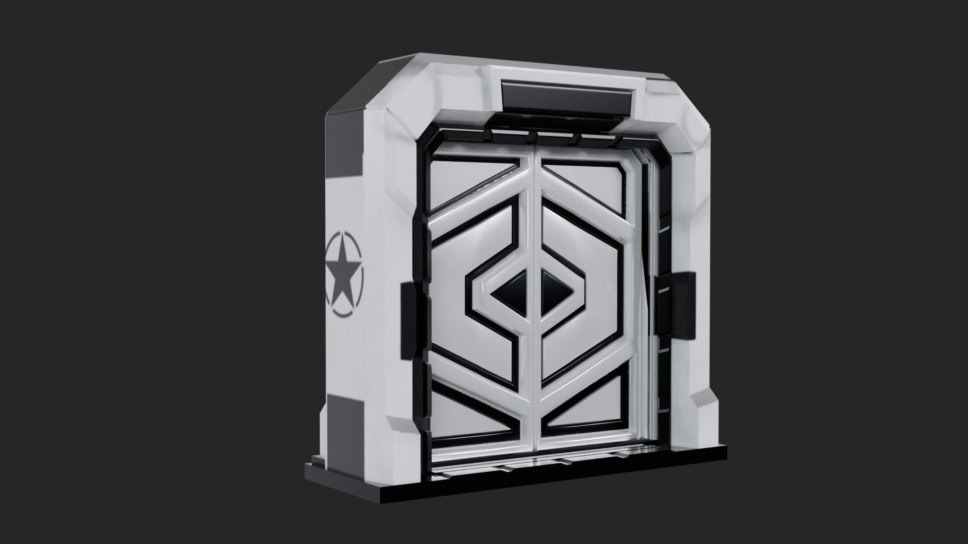 Sci-fi door Low-poly 3D model_1