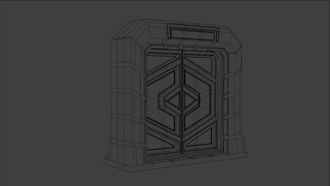 Sci-fi door Low-poly 3D model_3