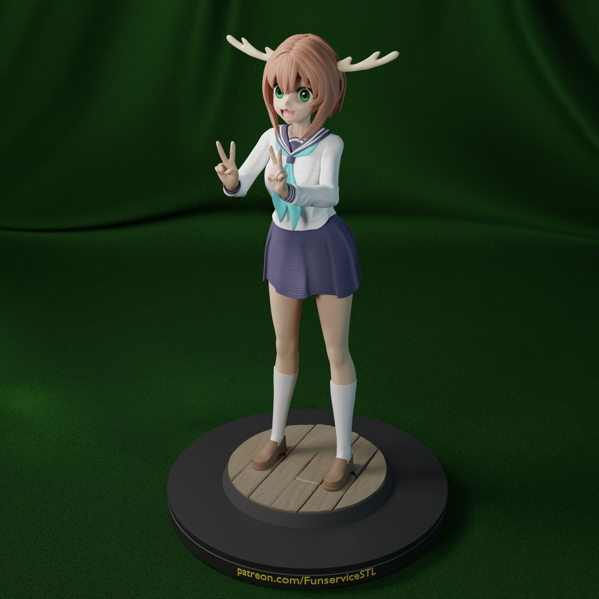 Shikanoko Noko meme deer girl 3D print model_1