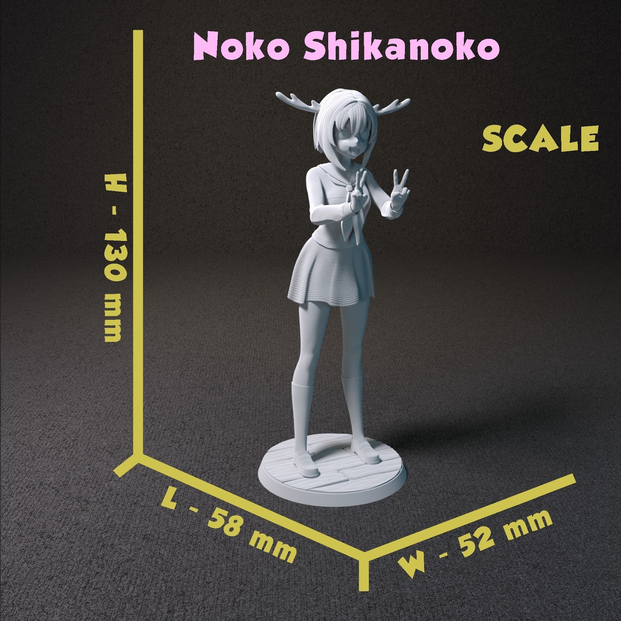 Shikanoko Noko meme deer girl 3D print model_7