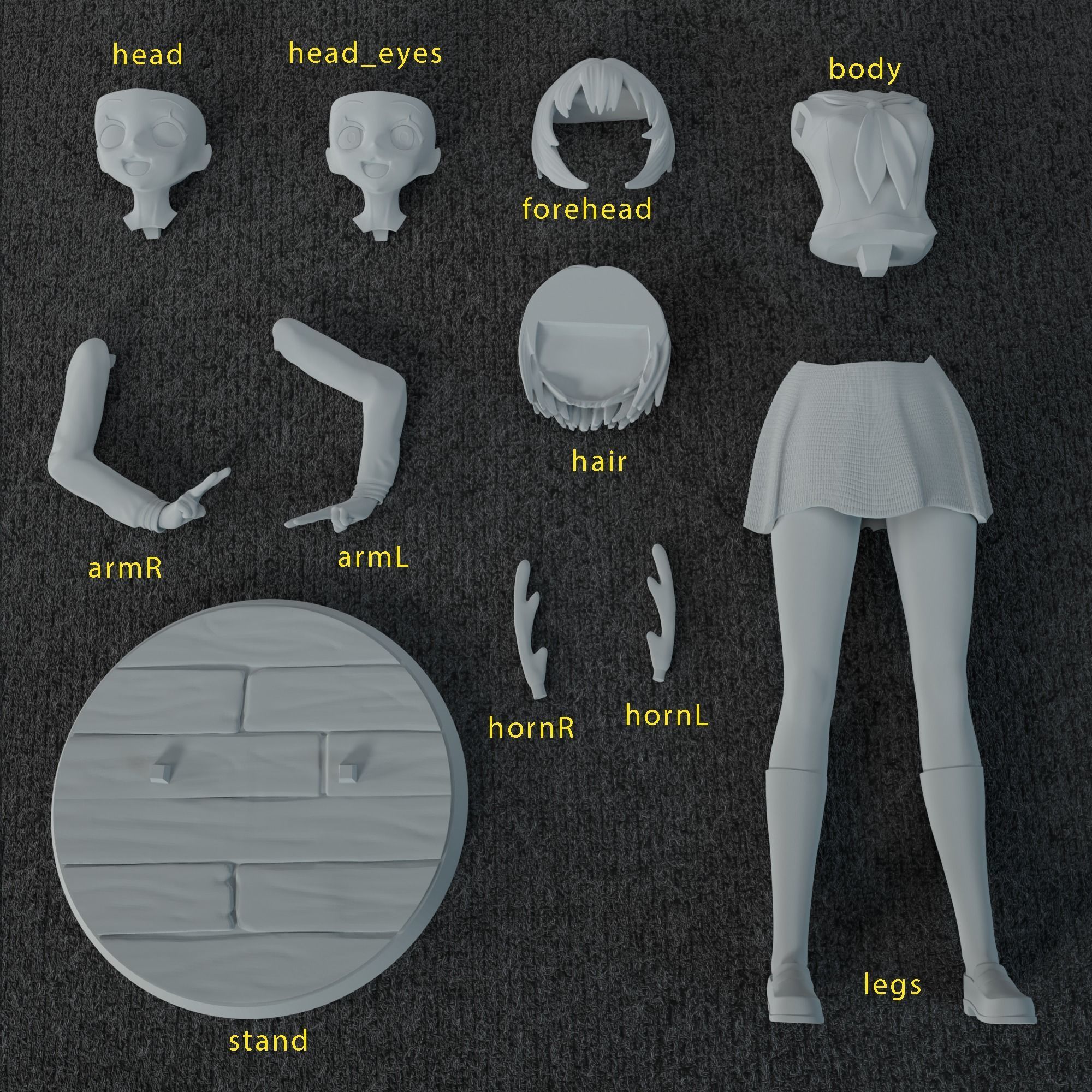 Shikanoko Noko meme deer girl 3D print model_6