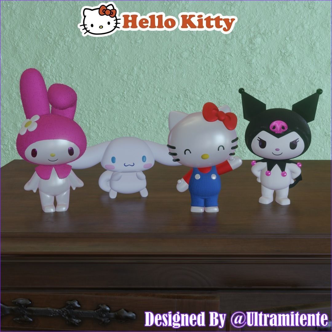 SANRIO PACK I X4 Kitty - My Melody - Kuromi - Cinnamoroll 3D print model_3