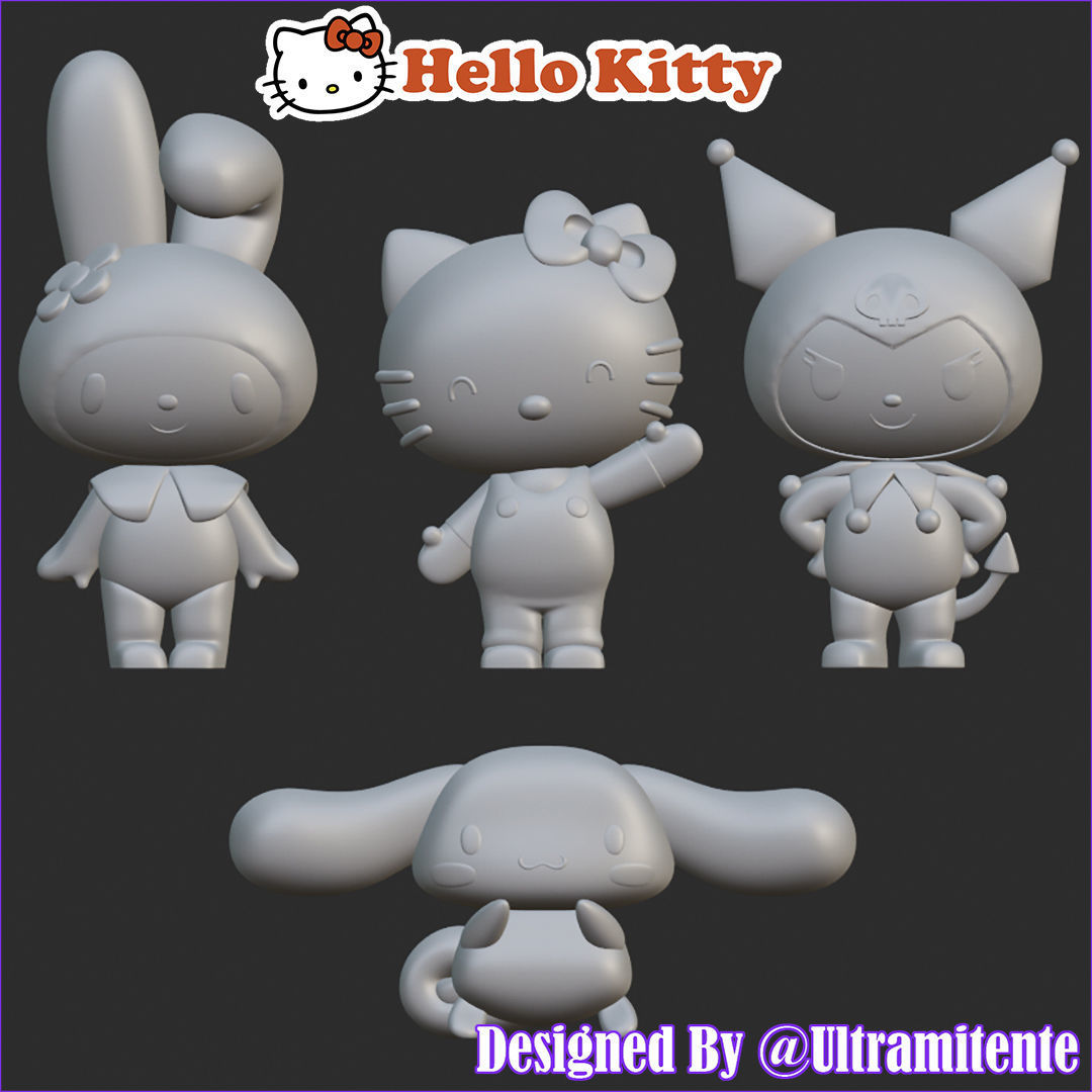 SANRIO PACK I X4 Kitty - My Melody - Kuromi - Cinnamoroll 3D print model_4