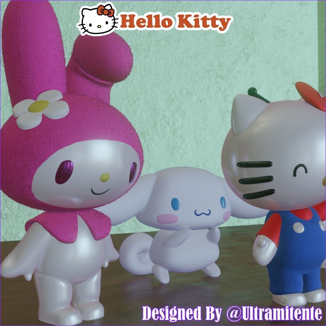 SANRIO PACK I X4 Kitty - My Melody - Kuromi - Cinnamoroll 3D print model_1