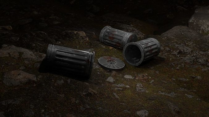 Trash can Game ready Free low-poly 3D model
