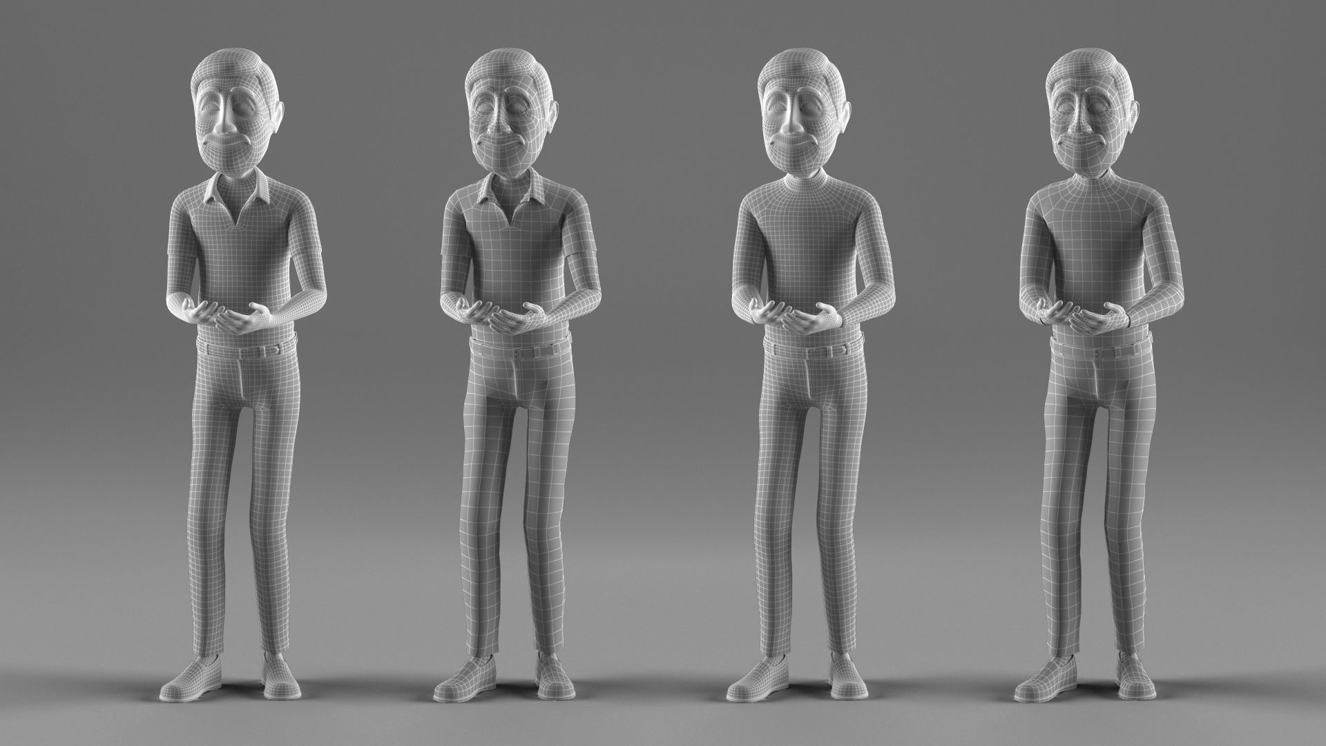 Cartoon Old Man Rigged - Blender Low-poly 3D model_15