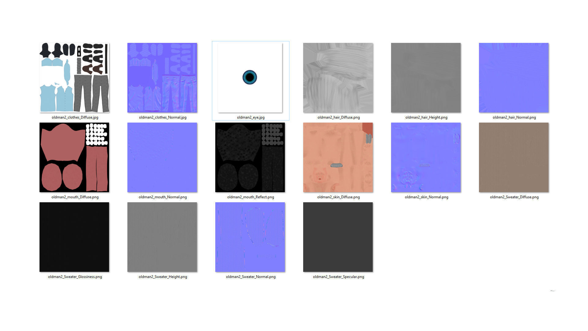 Cartoon Old Man Rigged - Blender Low-poly 3D model_25